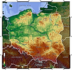 Geography of Poland - Topographic Map of Poland
